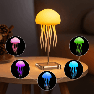 Abajur Inteligente de Mesa LED para Quarto RGB Recarregável Água Viva Controlado por Voz
