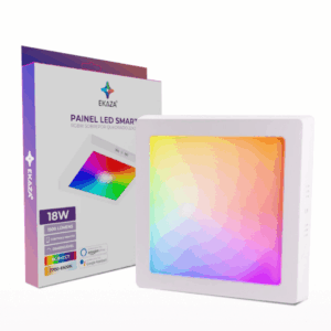 Plafon Inteligente Wi-Fi LED RGB 18W Quadrado Sobrepor Compatível com Alexa e Google